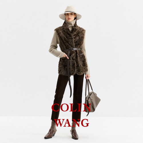 COLINWANG-行简境生|奢牌质感弹力羊皮显瘦老钱风九分直筒皮裤