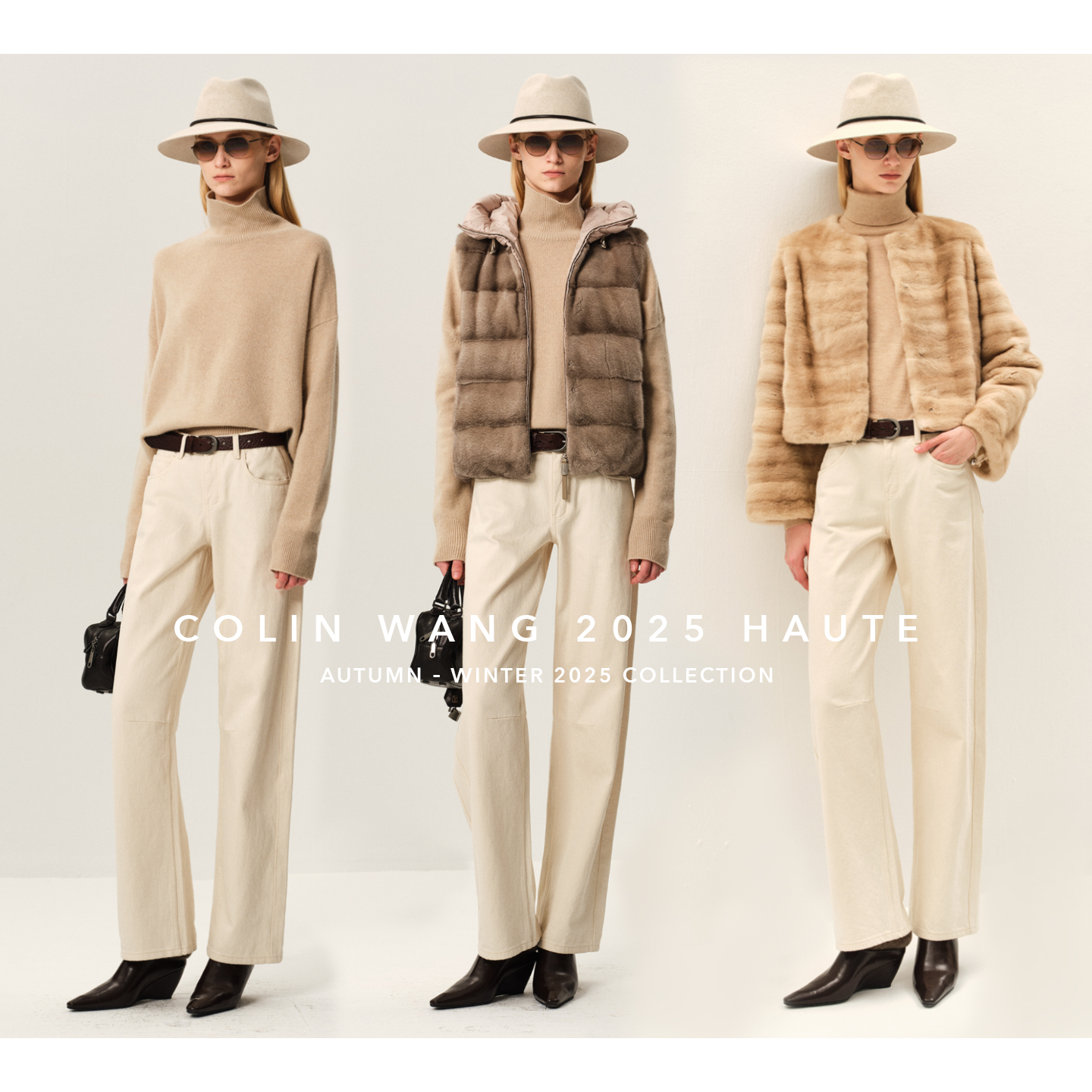 COLINWANG-COLIN JEANS系列|奢牌同源长绒棉老钱风白色香蕉牛仔裤