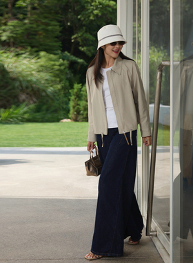 COLIN WANG-自我先锋|进口三醋酸丹宁设计感夏季显瘦喇叭牛仔裤