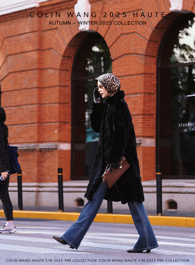 COLINWANG-COLIN JEANS系列|奢牌质感复古设计感显瘦微喇牛仔裤