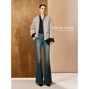 COLINWANG-星河瑰夜|法国进口羊毛粗花呢设计感小香风夹克外套