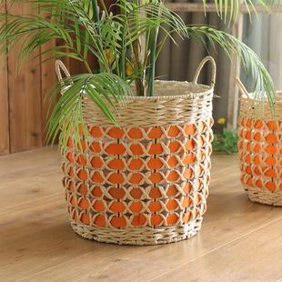 网红手工编织花篮藤编花盆绿植装饰大套盆民宿样板间摆件客厅阳台