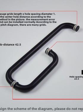 玻璃门把手浴室把手全304不锈钢黑色扶手淋浴房l型3孔225*425推拉