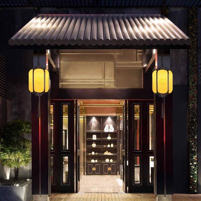 六角祥云吊灯户外新中式庭院别墅大门防水室外挂灯走廊阳台灯笼