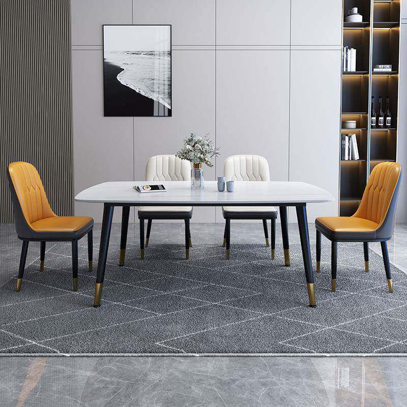 北欧意式岩板餐桌现代简约轻奢家用小户型长方形餐桌椅组合饭桌子