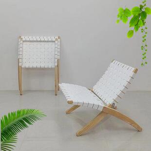 民宿折叠实木沙发椅子单人阳台编织户外折椅酒店书馆客厅舒服躺椅