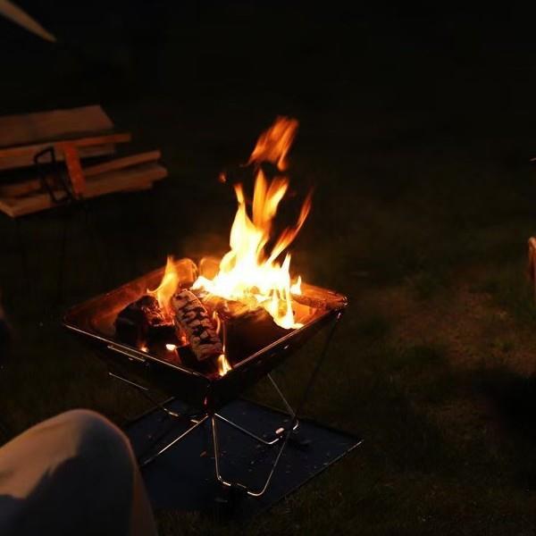 户外加厚不锈钢折叠烧烤炉野营野餐木炭柴火炉篝火炉焚火台