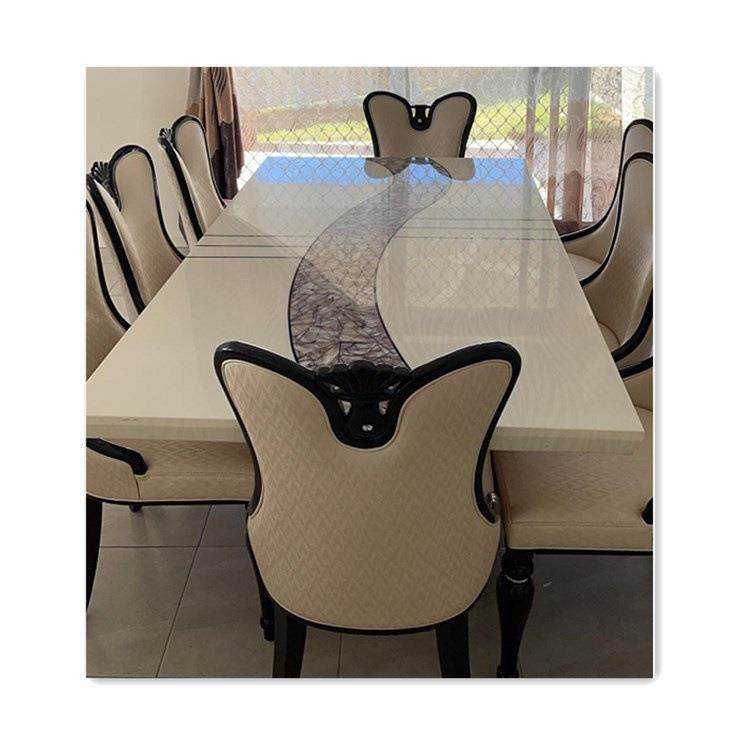 现代风格餐厅套装皇家设计的餐桌套装大理石餐桌实木脚一台8椅