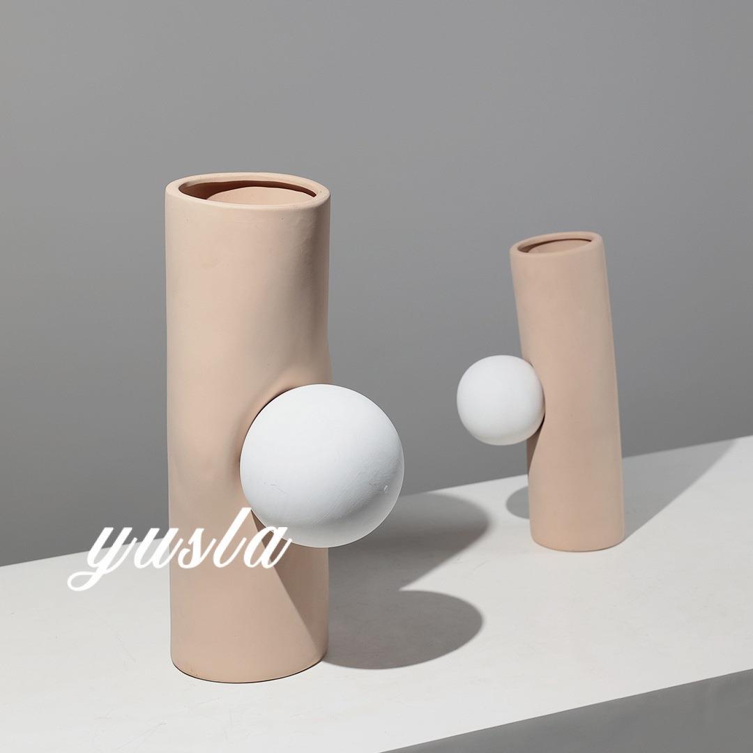 奶油法式客厅茶几插干花瓶餐厅吧台花器玄关柜样板间摆件软装饰品