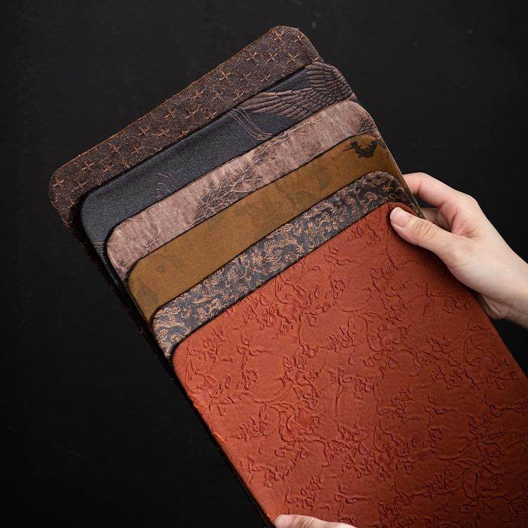 新中式老料香云纱茶席国风柞蚕仙鹤香云纱干泡垫轻奢布艺隔热茶道