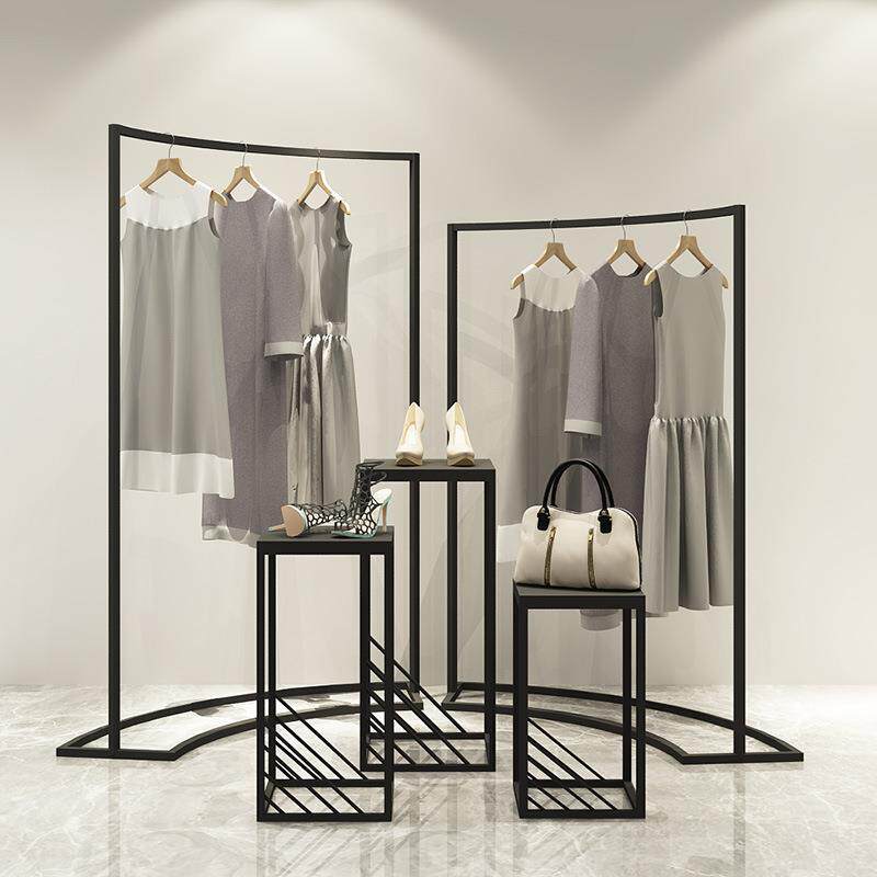 复古服装店展示架中岛展示柜男女装店中间单杠简约高低橱窗流水台