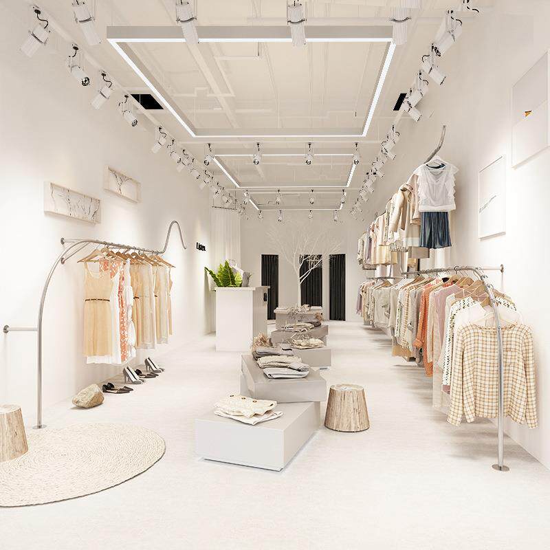 服装店展示架银色铁艺落地服装架女装童装店挂衣架上墙壁挂架