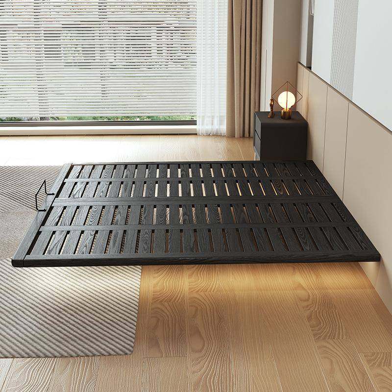 白蜡木排骨架床无床头实木悬浮床家用卧室榻榻米床架齐边无边框床