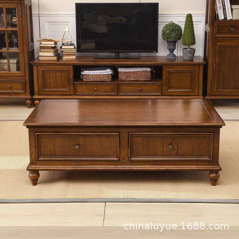 美式乡村复古茶几简约田园风格客厅简约茶几家居