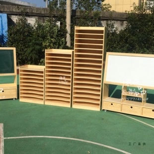 幼儿园实木画纸柜画室4K开卡纸收纳柜多功能纸张存储架12层画纸架