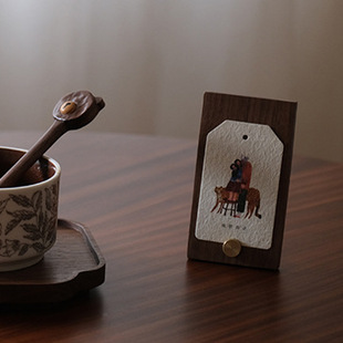 陶野商店 | 木质便签留言夹菜单夹子 名片夹摆台展示架标签夹