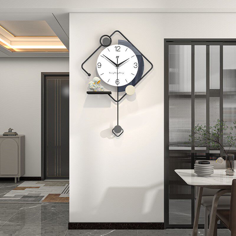 现代个性创意时钟高级感挂墙家用餐厅玄关背景装饰挂钟表客厅简约