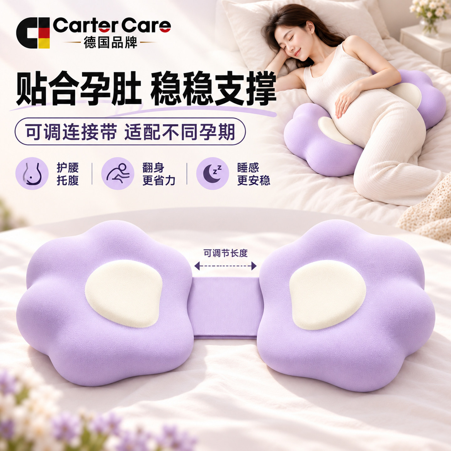 德国孕妇枕头侧睡侧卧垫腰托护腰枕托腹抱枕孕期睡觉专用腰枕神器