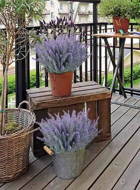 仿真薰衣草绿植仿真花栅栏装饰花紫色塑料餐桌花摆件隔断装饰假花
