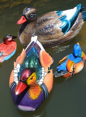仿真浮水鸳鸯漂浮摆件鱼池假山喷泉鱼缸景观装饰池品户外田园