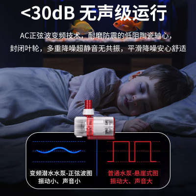 静音鱼缸水泵鱼池潜水泵小型底吸抽水泵水陆两用循环泵变频防水泵