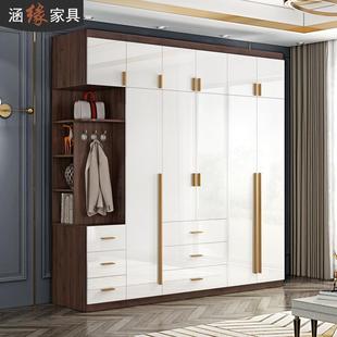 809 轻奢衣柜边柜组合家用卧室后现代多功能平开门大衣橱小户型7A