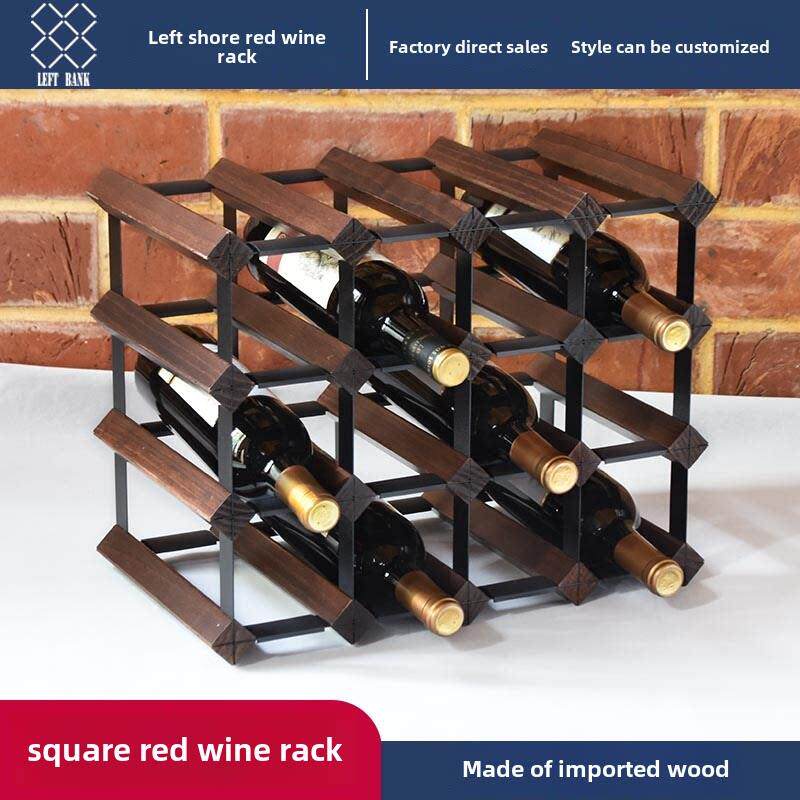 实木胡桃色格子存储酒窖酒网格酒柜饰品酒网格展示架红酒架