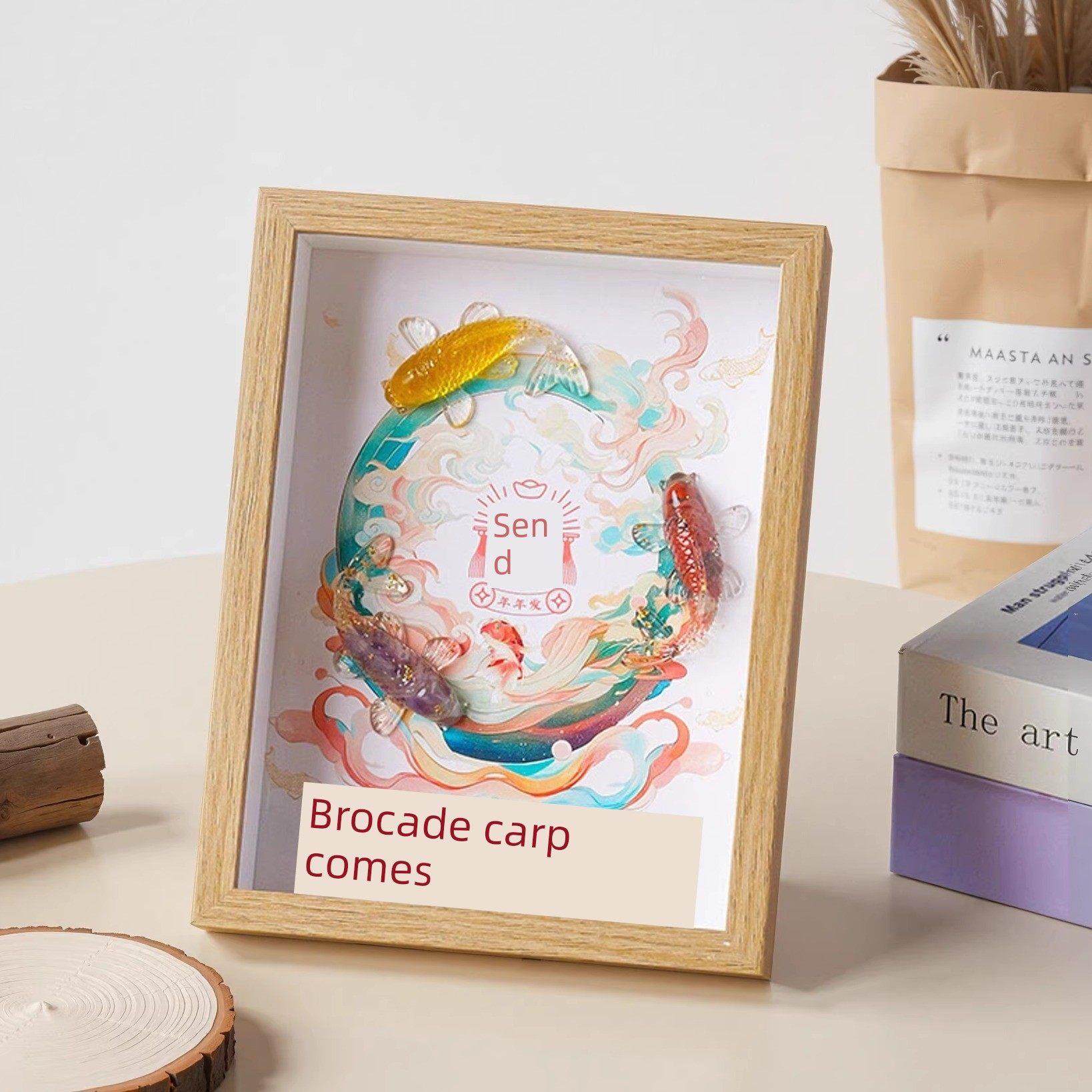 天然水晶砾石水晶彩虹鱼相框饰品紫黄粉红水晶树的生命创意家庭愈,家居饰品,桌面摆件,淘宝优惠券,粉丝福利购,淘宝优惠卷