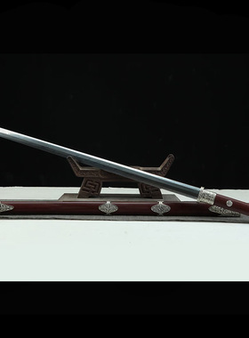 唐剑花纹钢八面战剑白铜装汉剑