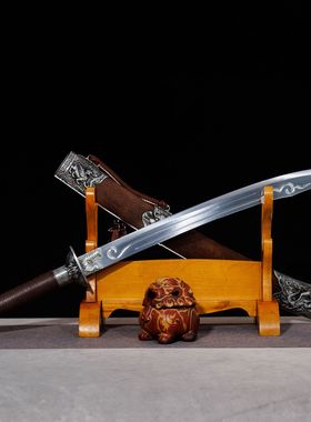 龙泉市刀剑防身高锰钢龙虎双手