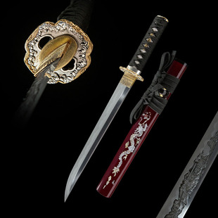 外贸手工雕刻日式短刀日本刀小直刀一体刀剑龙泉Tanto未开刃