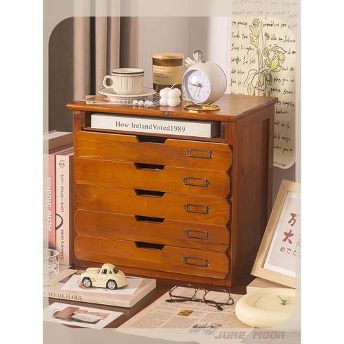 木制抽屉式收纳架桌面面膜文件收纳箱售票台A4文件帐户整理柜