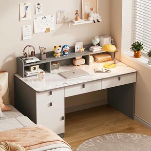 书桌书架一体桌子实木电脑桌卧室家用办公桌带抽屉学生写字学习桌