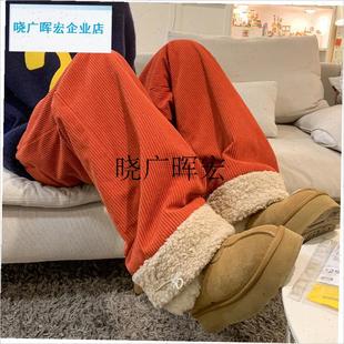 羊羔绒防寒保暖外穿棉裤q女款冬季2025新款宽松休闲加厚灯芯绒裤l