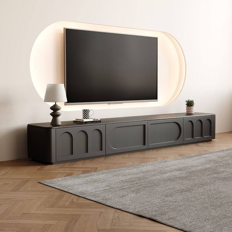 法式奶油风电视柜茶几组合实木简约白色烤漆客厅家用落地整装靠墙