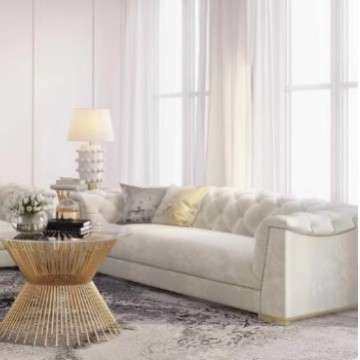 地中海时尚个性拉扣布艺沙发客厅别墅大户型会谈休息区设计师设计