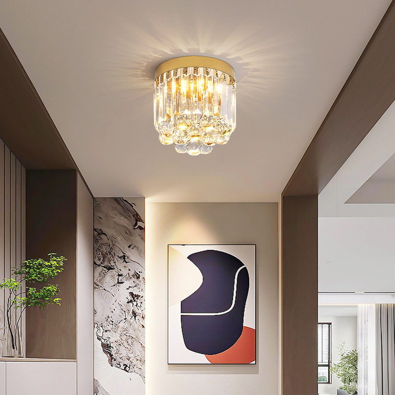 简约金色走廊灯玄关灯阳台灯过道灯led欧式水晶吸顶灯入户灯小灯