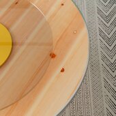 加厚大圆桌面板台面家用实木圆餐桌10人15人钢化玻璃转盘饭店Tω