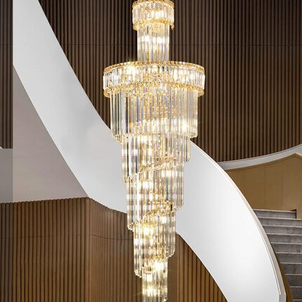 后现代轻奢水晶吊灯LOFT复式楼别墅中空长吊灯客厅灯楼梯吊灯