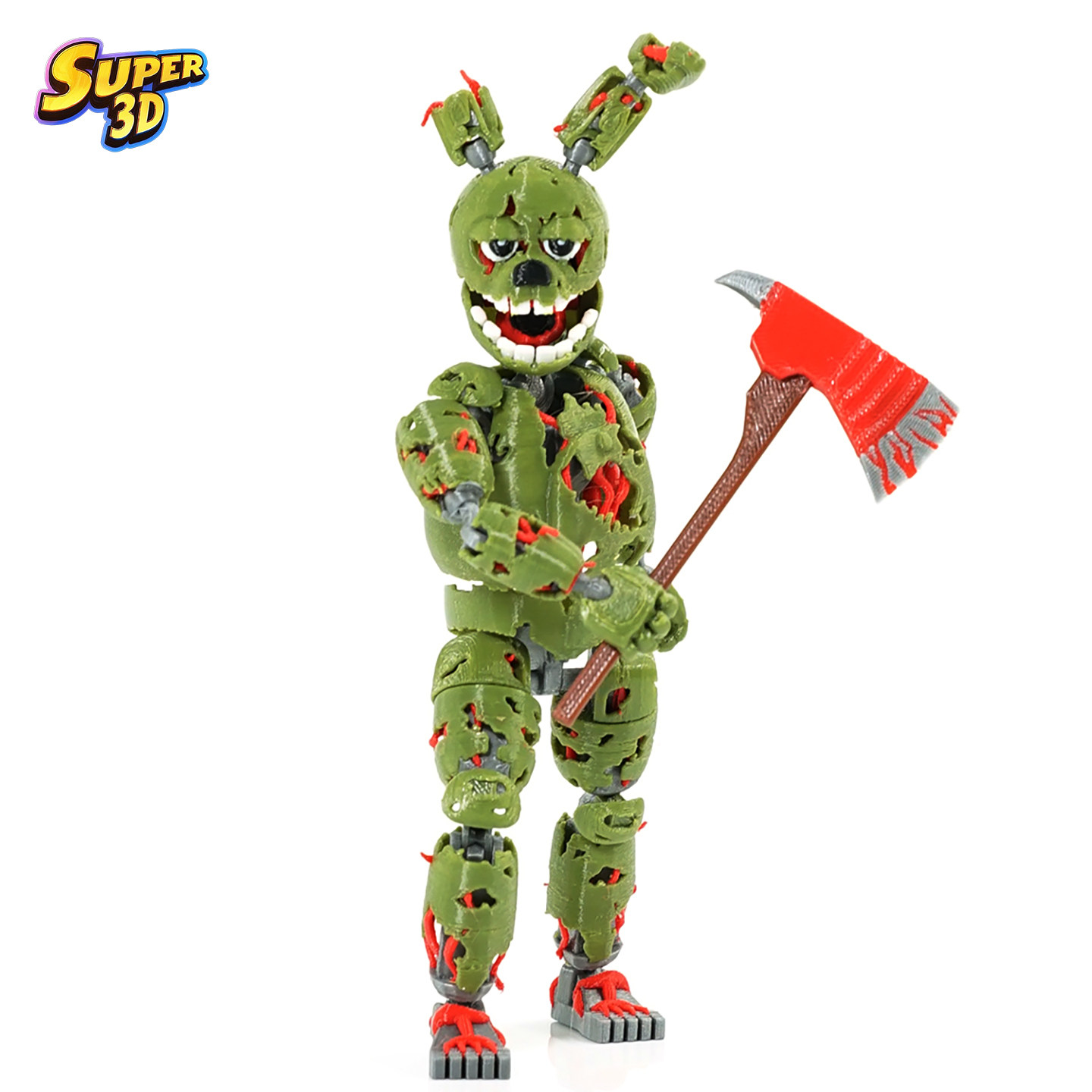 3D打印模型手办玩具摆件绿兔子游戏周边弹簧陷阱