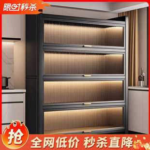 厨房置物架储物柜家用落地书柜衣柜靠墙一体橱柜 钢制收纳柜新款