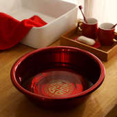 女方喜盆新娘陪嫁结婚脸盆洗漱套装 家用红盆一对嫁妆婚庆用品大全