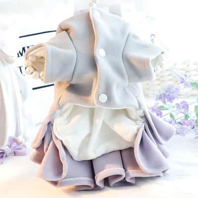狗狗衣服秋冬装厚款猫咪公主裙棉衣毛呢蛋糕裙小型犬泰迪宠物4872