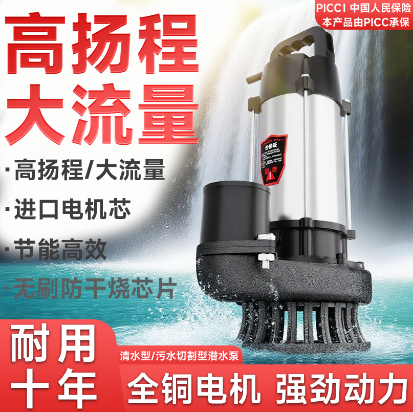 永磁全铜无刷直流48V60V72潜水泵