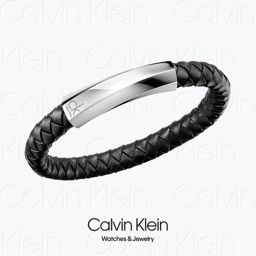 CalvinKlein男款编织牛皮手链