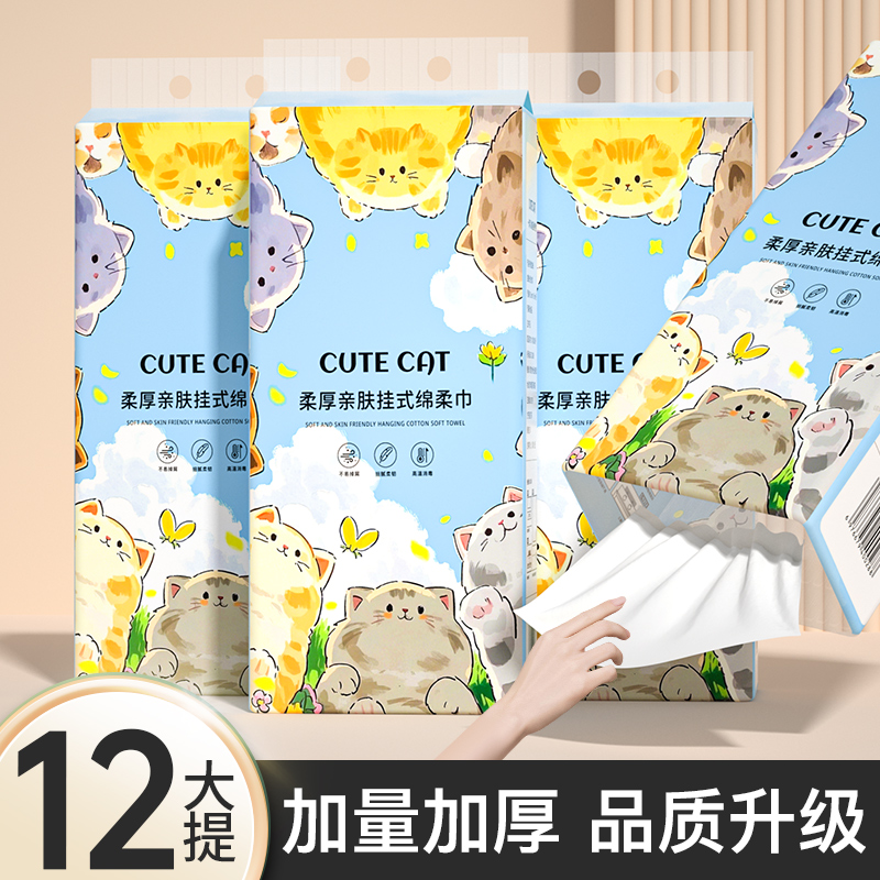 12大提一次性抹布纸家用抽纸实惠促销装湿水可用整箱批发耐用装