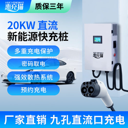 直流充电桩枪白昼20KW家用三相新能源电动汽车特斯拉小鹏理想等