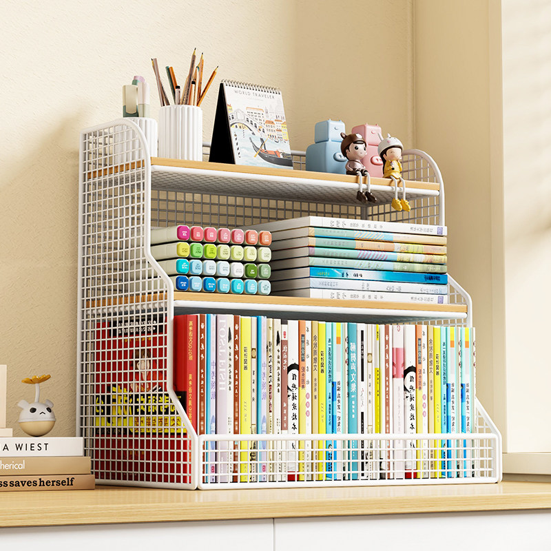 桌上简易书架桌面置物架家用书桌收纳小型储物办公室文件放置架