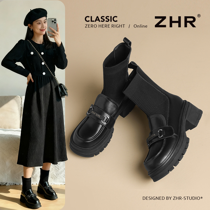 ZHR小个子厚底袜靴弹力靴