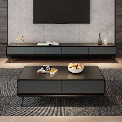 轻奢风实木高脚电视柜茶几组合客厅现代简约北欧风极简电视机墙柜